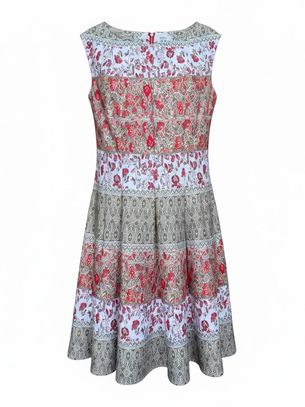 Julian Taylor NY Floral Sleeveless Fit & Flare Pleated Dress Red Multi Sz 12